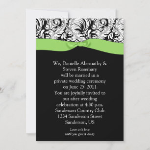 Schwarz-weiß Damask Limon Ribbon Post Wedding Invi Einladung