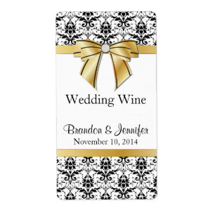 Schwarz-Weiß Damask Mini Wine Labels