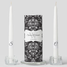 Schwarz-weiß Damask Monogram Wedding