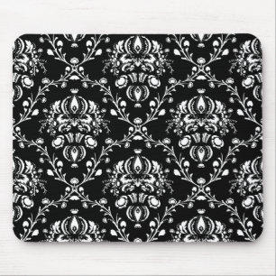 Schwarz-Weiß-Damask Mousepad