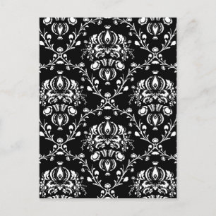 Schwarz-Weiß-Damask Postkarte