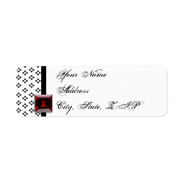 Schwarz-Weiß-Damask-Ruby-Jahrestag (Vorne)