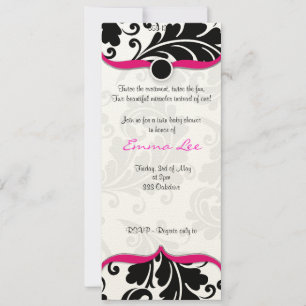 Schwarz-Weiß Damask Twin Babydusche mit rosa Einladung
