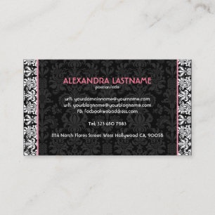Schwarz-Weiß-Damasken mit Blumen Visitenkarte