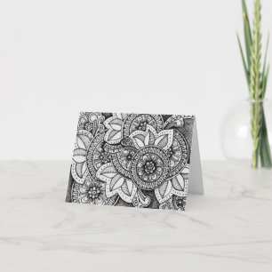 Schwarz-Weiß-Damaskus-Indische-Mandala-Dankeschön Dankeskarte