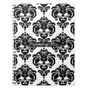Schwarz & Weiß Damast Chic Moderne Elegante Muster Notizblock