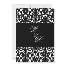 Schwarz-Weiß-Damast-Einladung