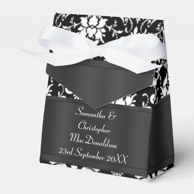 Schwarz-Weiß-Damast Geschenkschachtel (Vorderseite)