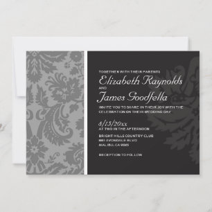 Schwarz-Weiß-Damast-Hochzeitseinladungen Einladung