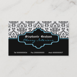 Schwarz-Weiß-Damast-Innenräume Visitenkarte