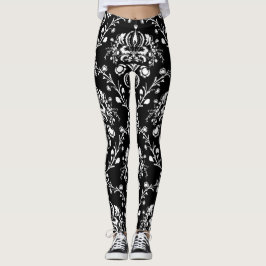 Schwarz-Weiß-Damast Leggings