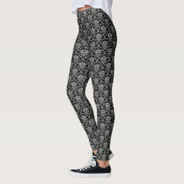 Schwarz-Weiß-Damast Leggings