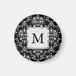 Schwarz-Weiß-Damast Magnet