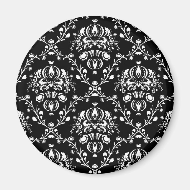 Schwarz-Weiß-Damast Magnet (Vorne)