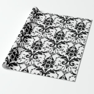 Schwarz-Weiß-Damast-Muster Geschenkpapier