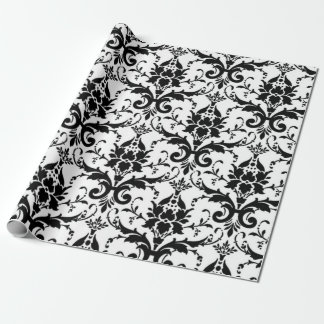 Schwarz-Weiß-Damast-Muster Geschenkpapier