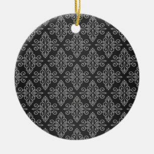 Schwarz-Weiß-Damast-Muster Keramikornament