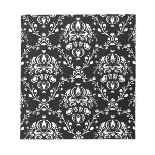 Schwarz-Weiß-Damast Notizblock