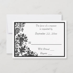 Schwarz-Weiß-Damast RSVP Karte