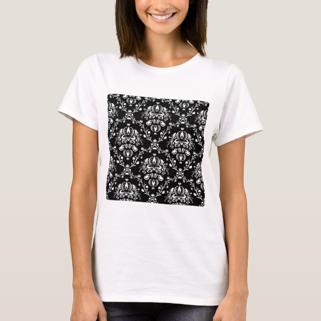 Schwarz-Weiß-Damast T-Shirt (Vorderseite)