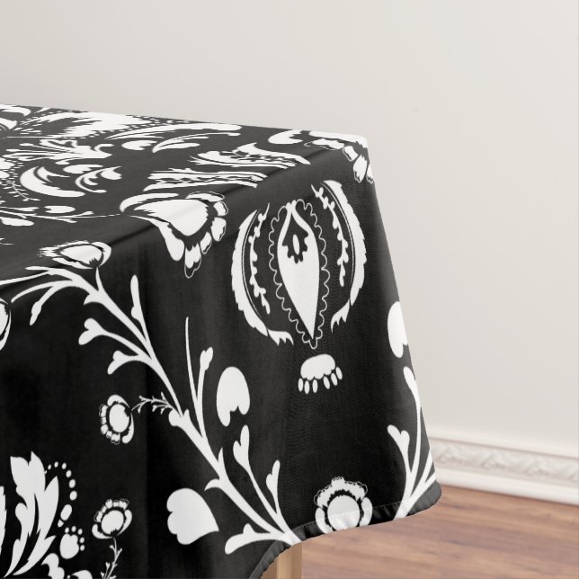 Schwarz-Weiß-Damast Tischdecke (Beispiel)