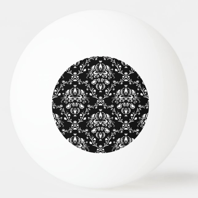 Schwarz-Weiß-Damast Tischtennisball (Vorderseite)