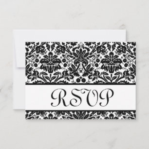 Schwarz-Weiß-Damast-UAWG für Hochzeit-Response RSVP Karte