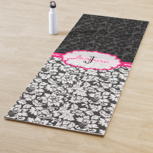 Schwarz-Weiß-Damast Yogamatte