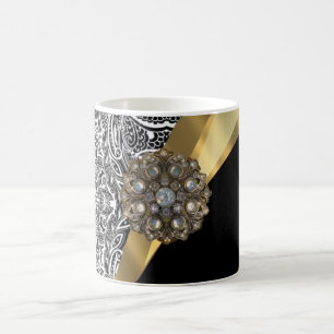 Schwarz-Weiß-Damastmuster Kaffeetasse