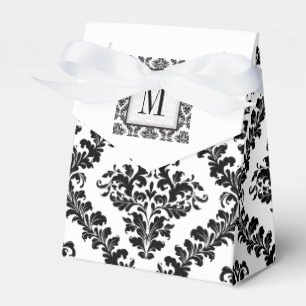 Schwarz-Weiß-Damastmuster-Mono-Hochzeit Geschenkschachtel