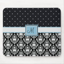 Schwarz-Weiß-Damasus und Polka-Punkte Mit Monogram