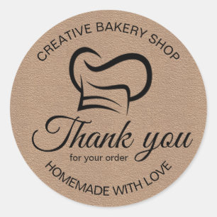 Schwarz-Weiß-Danke für Ihre Bestellung Bäckerei Runder Aufkleber