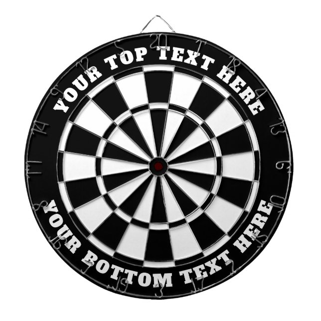 Schwarz-Weiß-Dartboard mit benutzerdefiniertem Tex Dartscheibe (vorne)