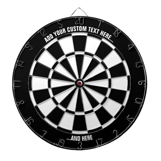 Schwarz-Weiß-Dartboard mit benutzerdefiniertem Tex Dartscheibe (vorne)