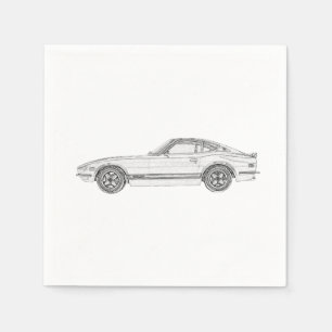 Schwarz-Weiß Datsun 240Z Stift Zeichnend Serviette