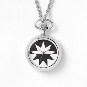 Schwarz-weiß Deko Star Sunburst Armbanduhr