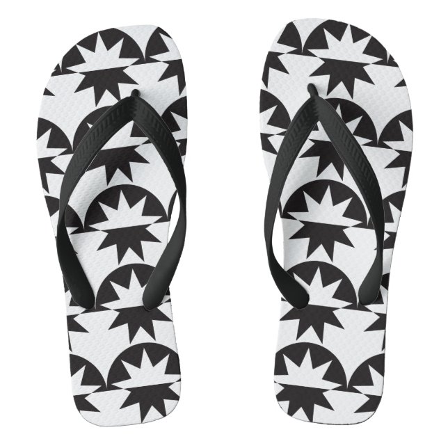 Schwarz-weiß Deko Star Sunburst Flip Flops (Fußbett)