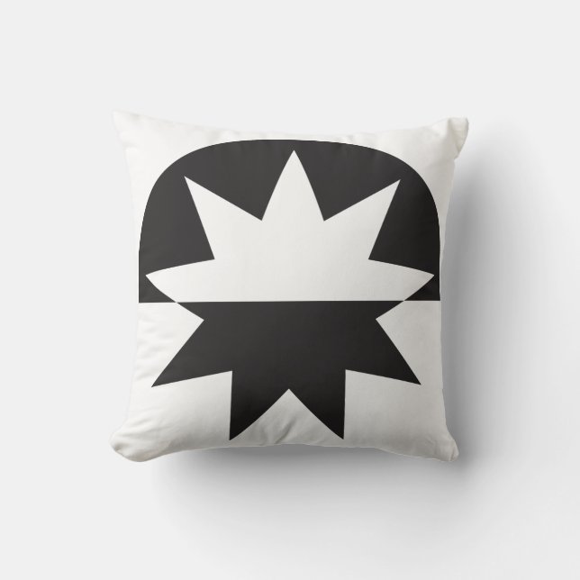 Schwarz-weiß Deko Star Sunburst Kissen (Vorderseite)