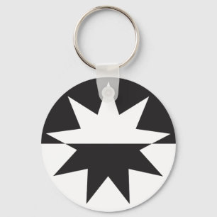 Schwarz-weiß Deko Star Sunburst Schlüsselanhänger