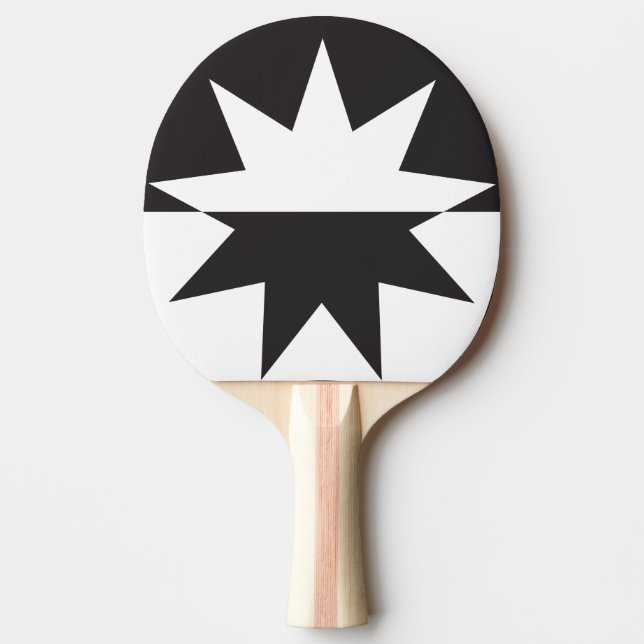Schwarz-weiß Deko Star Sunburst Tischtennis Schläger (Vorderseite)