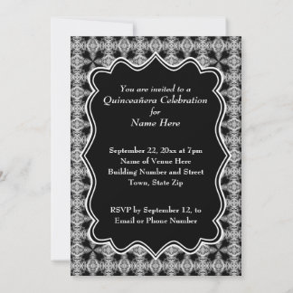 Schwarz-Weiß-Dekorationsmuster Quinceanera Einladung