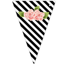 Schwarz-Weiß-Designs Rosa Blume Jagdflagge Wimpelkette