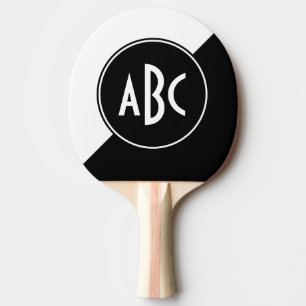 Schwarz-weiß diagonales Farbfeld-Monogramm Tischtennis Schläger
