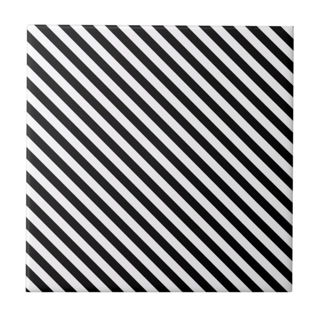 Schwarz-Weiß-Diagonalstreifen Fliese (Vorderseite)