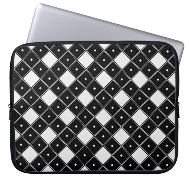 Schwarz-Weiß-Diamant-Form Laptop-Sieb Laptopschutzhülle (Vorderseite)