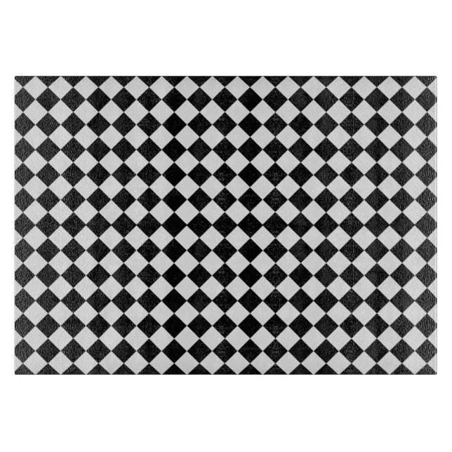 Schwarz-Weiß-Diamant-Formmuster Schneidebrett (Vorderseite)