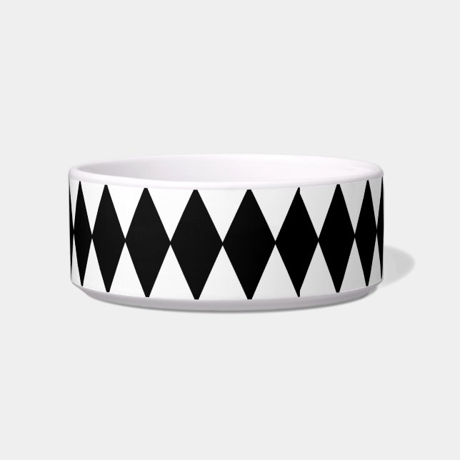 Schwarz-Weiß-Diamant-Harlequin-Muster Napf (Vorderseite)