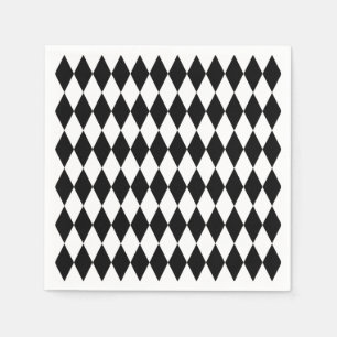 Schwarz-Weiß-Diamant-Harlequin-Muster Serviette