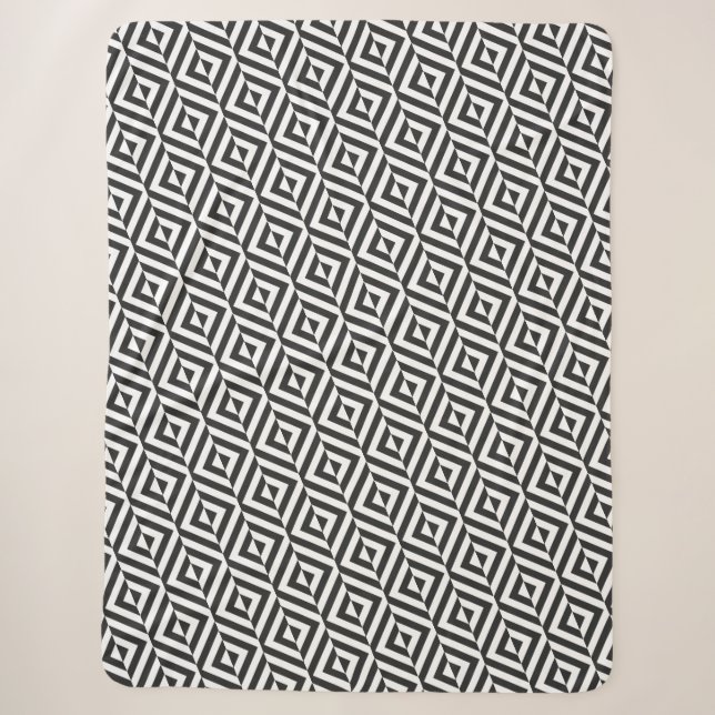 Schwarz-Weiß-Diamant-Muster Sherpadecke (Vorderseite)