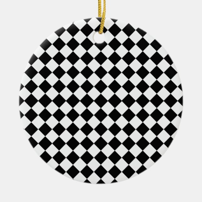 Schwarz-Weiß-Diamant-Muster von Shirley Taylor Keramik Ornament (Vorne)